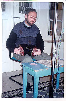 Moshe Rubin playing the English concertina (AACI Folk Music Evening in Jerusalem, Israel on February 8, 1997)